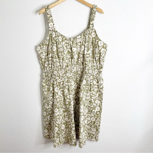 Lane Bryant Green Neutral Floral Tank Dress Size 20 - Picture 1 of 6